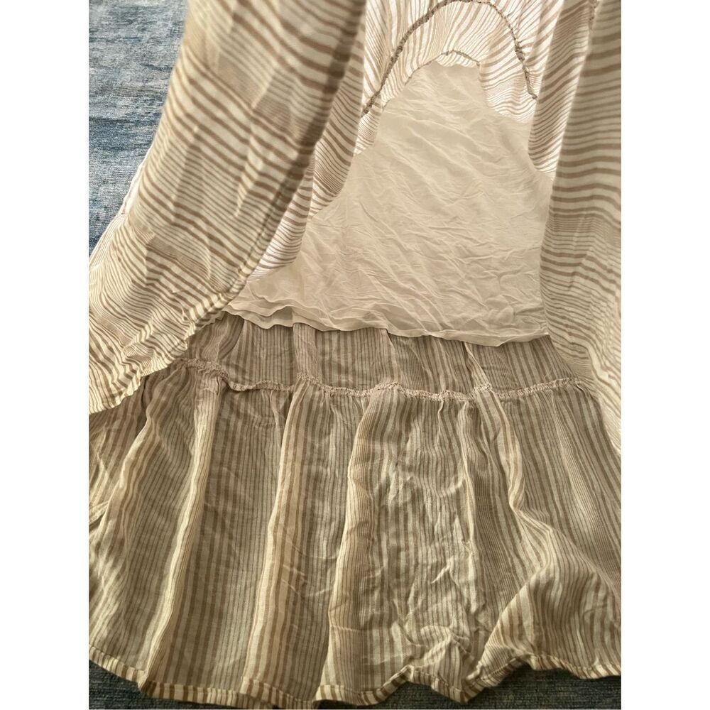 Caslon Ivory Khaki Stripe Tie Shoulder Tiered Sundress Size 1X - Picture 7 of 11